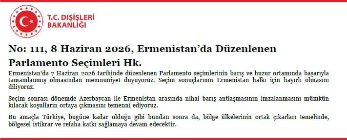 Здание МИД Турции в Анкаре, заявление о выборах в Армении