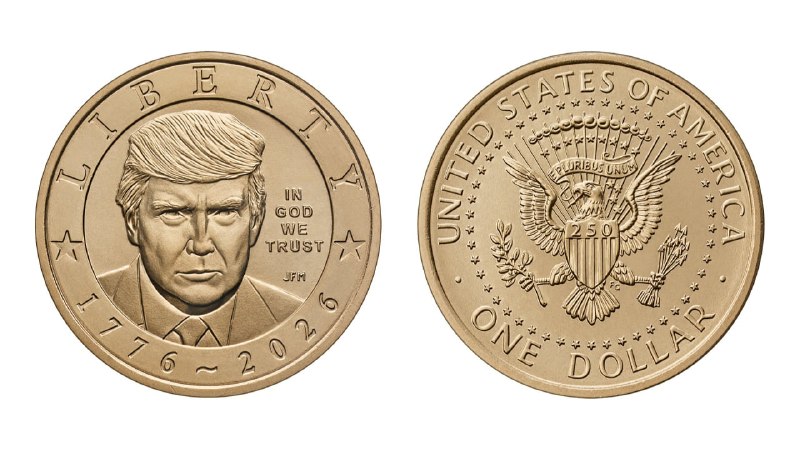 Золотая монета с изображением президента Трампа, анонсированная Монетным двором США к 250-летию независимости