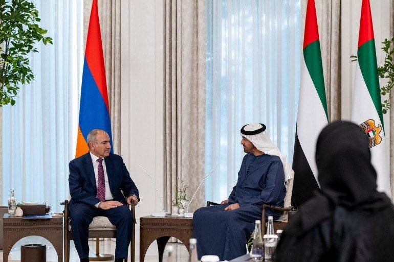 Никол Пашинян на встрече с президентом ОАЭ Мухаммадом бин Заидом Аль Нахайяном